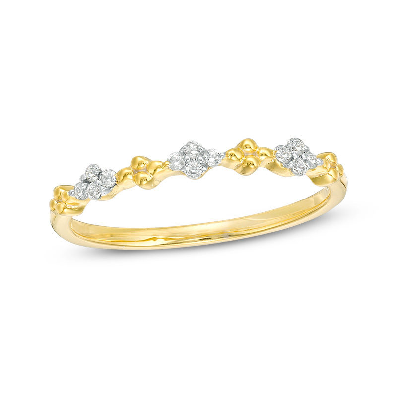 0.146 CT. T.W. Diamond and Beaded Alternating Stackable Band in 10K Gold|Peoples Jewellers