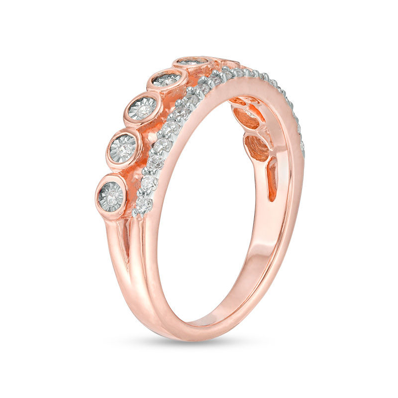 Main Image 2 of 0.23 CT. T.W. Diamond Double Row Stackable Band in 10K Rose Gold