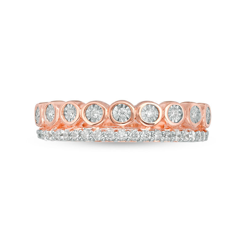 Main Image 3 of 0.23 CT. T.W. Diamond Double Row Stackable Band in 10K Rose Gold