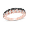 Thumbnail Image 0 of 0.23 CT. T.W. Enhanced Black and White Diamond Double Row Stackable Band in 10K Rose Gold