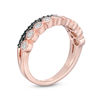 Thumbnail Image 2 of 0.23 CT. T.W. Enhanced Black and White Diamond Double Row Stackable Band in 10K Rose Gold