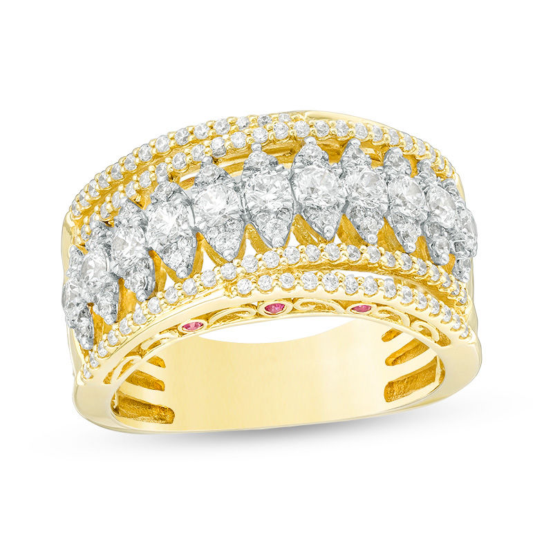 Peoples 100-Year Anniversary 1.23 CT. T.W. Diamond Marquise Slant Ring in 14K Two-Tone Gold