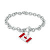 Thumbnail Image 1 of Peoples 100-Year Anniversary Red and White Enamel Canadian Flag Bracelet in Sterling Silver - 8.0"
