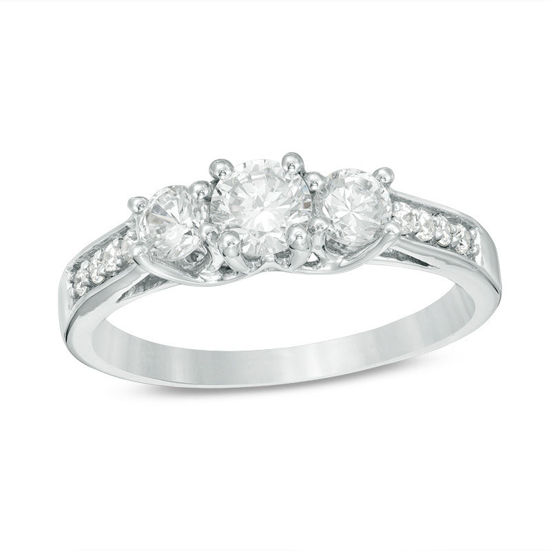 0.69 CT. T.W. Diamond Three Stone Engagement Ring in 10K White Gold|Peoples Jewellers