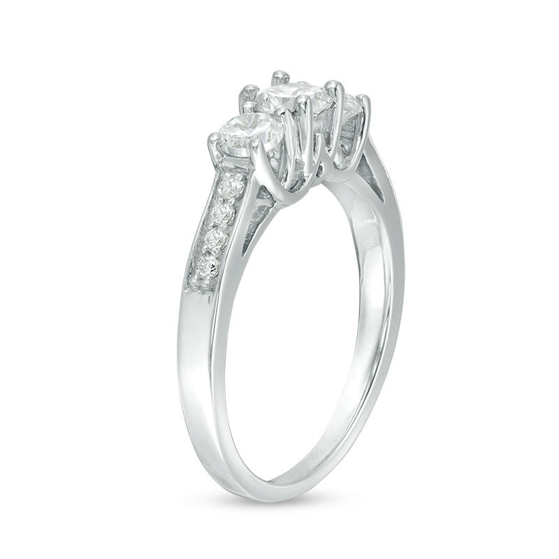 0.69 CT. T.W. Diamond Three Stone Engagement Ring in 10K White Gold