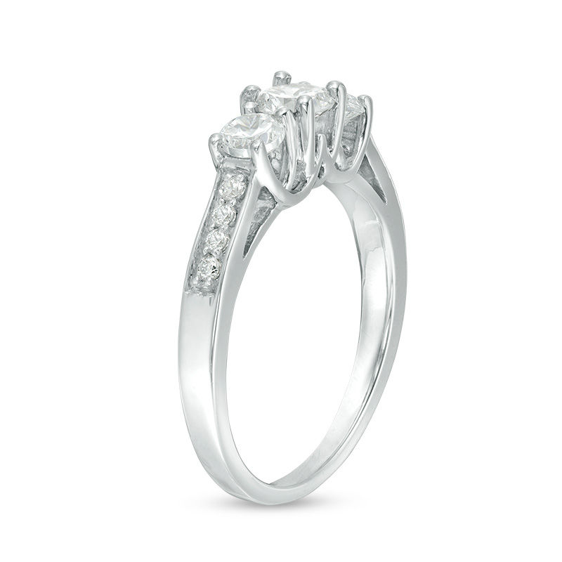 Main Image 2 of 0.69 CT. T.W. Diamond Three Stone Engagement Ring in 10K White Gold