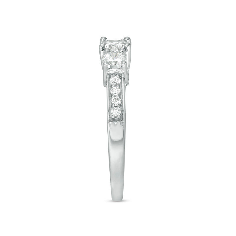 Main Image 4 of 0.69 CT. T.W. Diamond Three Stone Engagement Ring in 10K White Gold