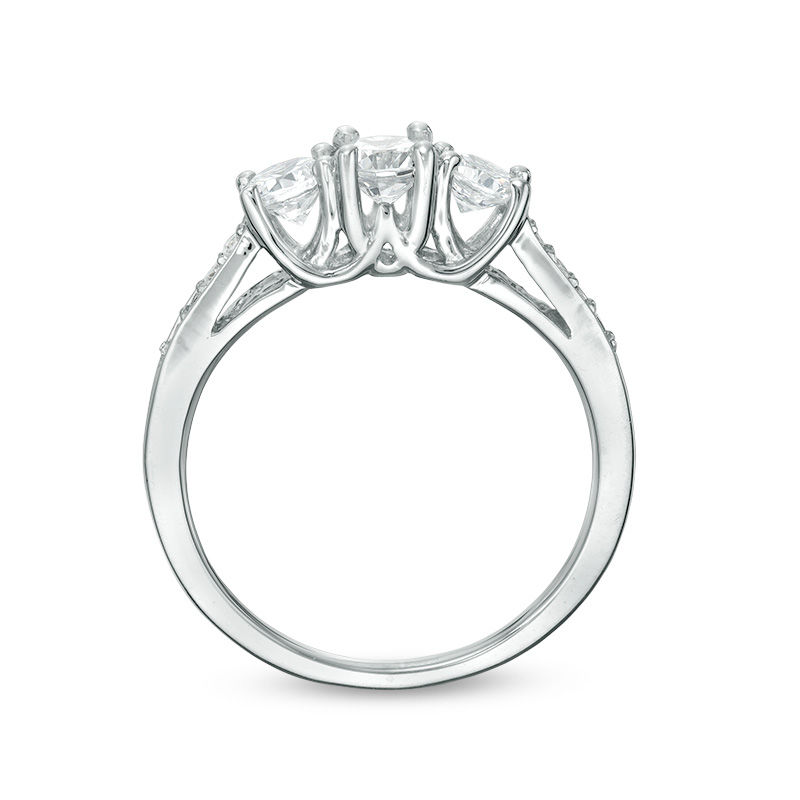 Main Image 5 of 0.69 CT. T.W. Diamond Three Stone Engagement Ring in 10K White Gold