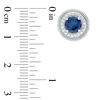 6.0mm Lab-Created Ceylon Blue and White Sapphire Frame Stud Earrings in Sterling Silver