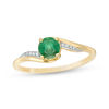 Thumbnail Image 0 of 5.0mm Emerald and Diamond Accent Bypass Ring in 10K Gold