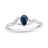 Thumbnail Image 0 of Pear-Shaped Blue Sapphire and Diamond Accent Split Shank Ring in 10K White Gold