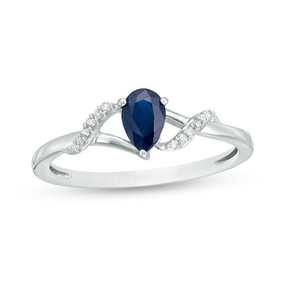 Details about   2.5 Pear Baguette 3Stone Blue Sapphire CZ Promise Engagement Ring 14k White Gold
