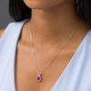 Thumbnail Image 1 of Oval Lab-Created Ruby and White Sapphire Frame Pendant in Sterling Silver