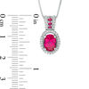 Thumbnail Image 2 of Oval Lab-Created Ruby and White Sapphire Frame Pendant in Sterling Silver