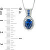 Thumbnail Image 2 of Oval Lab-Created Blue Ceylon and White Sapphire Frame Pendant in Sterling Silver