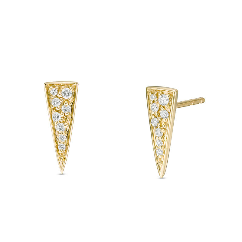 Rea AuRA™ Collection 0.085 CT. T.W. Diamond Elongated Triangle Stud Earrings in 10K Gold