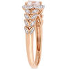 Thumbnail Image 3 of 5.0mm Heart-Shaped Lab-Created White Sapphire and 0.055 CT. T.W. Diamond Layered Leaf Shank Ring in 10K Rose Gold