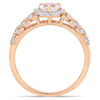 Thumbnail Image 4 of 5.0mm Heart-Shaped Lab-Created White Sapphire and 0.055 CT. T.W. Diamond Layered Leaf Shank Ring in 10K Rose Gold