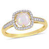Thumbnail Image 0 of 6.0mm Opal and 0.144 CT. T.W. Diamond Cushion Frame Ring in 10K Gold