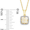 Thumbnail Image 2 of 6.0mm Opal and 0.10 CT. T.W. Diamond Cushion Frame Pendant in 10K Gold - 17"