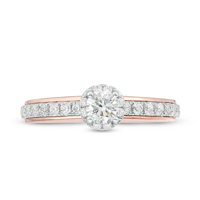 Main Image 4 of Vera Wang Love Collection 0.60 CT. T.W. Diamond Frame Engagement Ring in 14K Two-Tone Gold