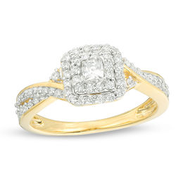0.36 CT. T.W. Princess-Cut Diamond Double Frame Engagement Ring in 10K Gold
