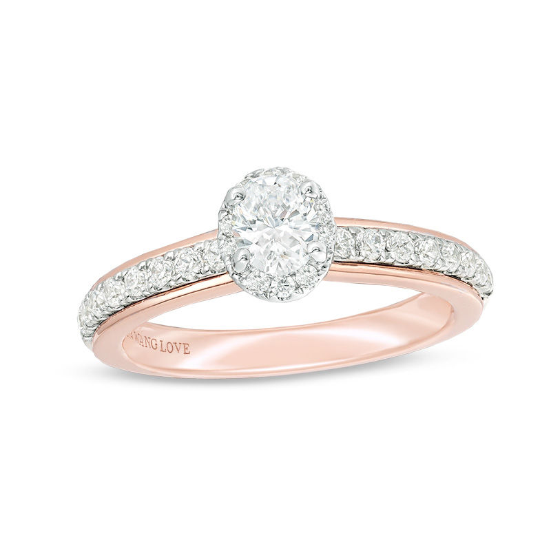 Vera Wang Love Collection 0.60 CT. T.W. Oval Diamond Frame Engagement Ring in 14K Two-Tone Gold