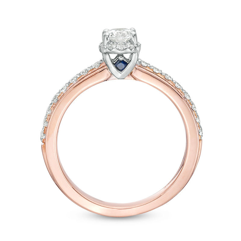Vera Wang Love Collection 0.60 CT. T.W. Oval Diamond Frame Engagement Ring in 14K Two-Tone Gold
