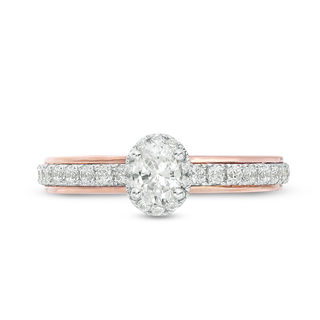 Vera Wang Love Collection 0.60 CT. T.W. Oval Diamond Frame Engagement Ring in 14K Two-Tone Gold