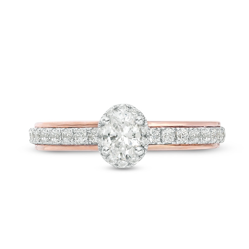 Vera Wang Love Collection 0.60 CT. T.W. Oval Diamond Frame Engagement Ring 14K Two-Tone Gold