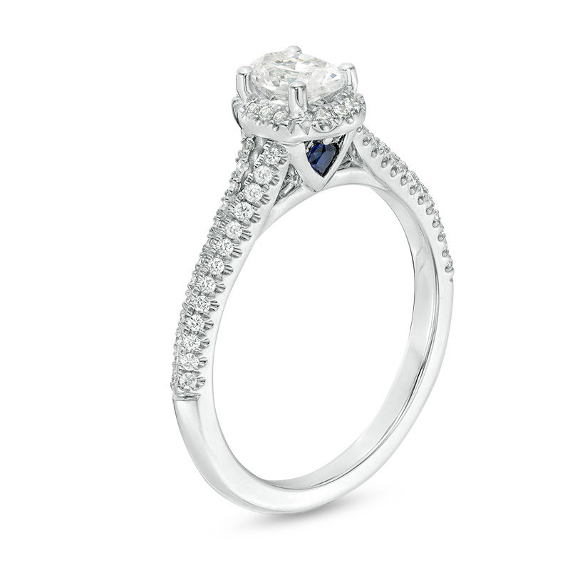Vera Wang Love Collection 0.70 CT. T.W. Oval Diamond Frame Split Shank Engagement Ring in 14K White Gold