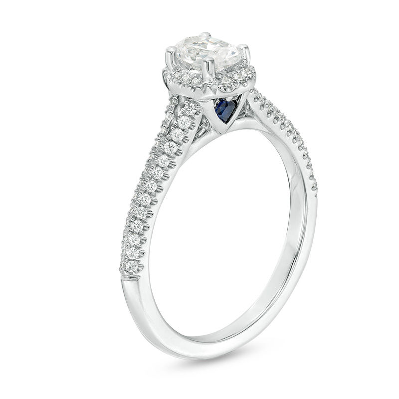 Main Image 2 of Vera Wang Love Collection 0.70 CT. T.W. Oval Diamond Frame Split Shank Engagement Ring in 14K White Gold