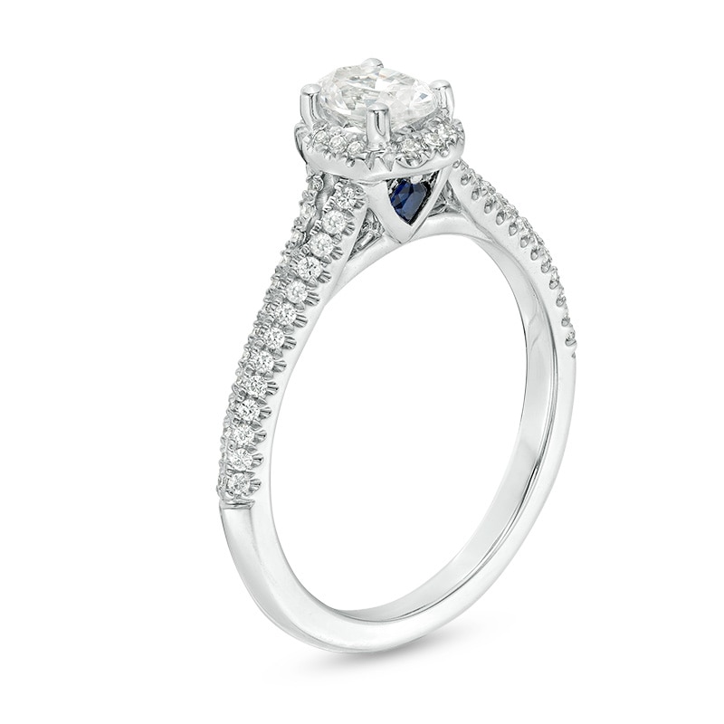 Vera Wang Love Collection 0.70 CT. T.W. Oval Diamond Frame Split Shank Engagement Ring 14K White Gold