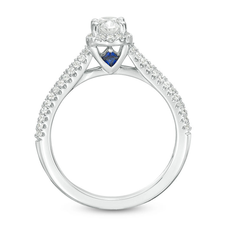 Vera Wang Love Collection 0.70 CT. T.W. Oval Diamond Frame Split Shank Engagement Ring in 14K White Gold