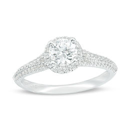 Vera Wang Love Collection 0.70 CT. T.W. Diamond Frame Split Shank Engagement Ring in 14K White Gold