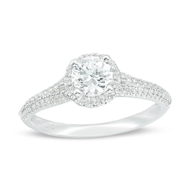 Vera Wang Love Collection 0.70 CT. T.W. Diamond Frame Split Shank Engagement Ring in 14K White Gold