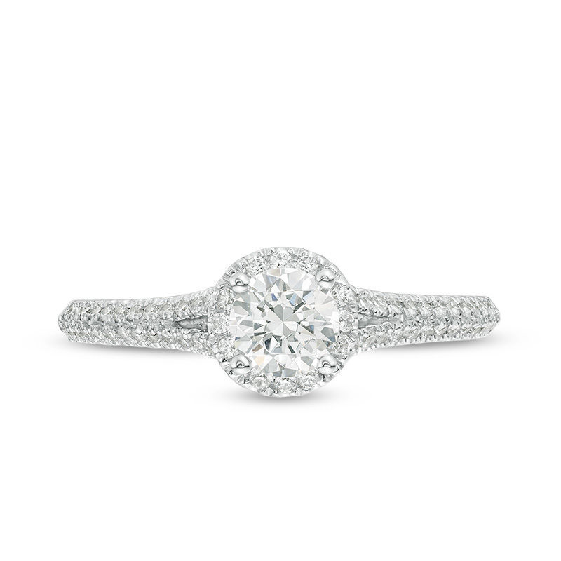 Vera Wang Love Collection 0.70 CT. T.W. Diamond Frame Split Shank Engagement Ring in 14K White Gold