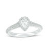 Thumbnail Image 0 of Vera Wang Love Collection 0.70 CT. T.W. Pear-Shaped Diamond Frame Split Shank Engagement Ring in 14K White Gold
