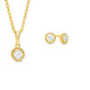 Thumbnail Image 0 of 0.23 CT. T.W. Diamond Bezel-Set Solitaire Vintage-Style Pendant and Stud Earrings Set in 10K Gold