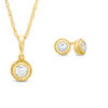 Thumbnail Image 0 of 0.45 CT. T.W. Diamond Bezel-Set Solitaire Vintage-Style Pendant and Stud Earrings Set in 10K Gold