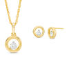 Thumbnail Image 0 of 0.45 CT. T.W. Diamond Solitaire Floating Circle Pendant and Stud Earrings Set in 10K Gold
