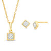 Thumbnail Image 0 of 0.23 CT. T.W. Diamond Solitaire Square Pendant and Stud Earrings Set in 10K Gold