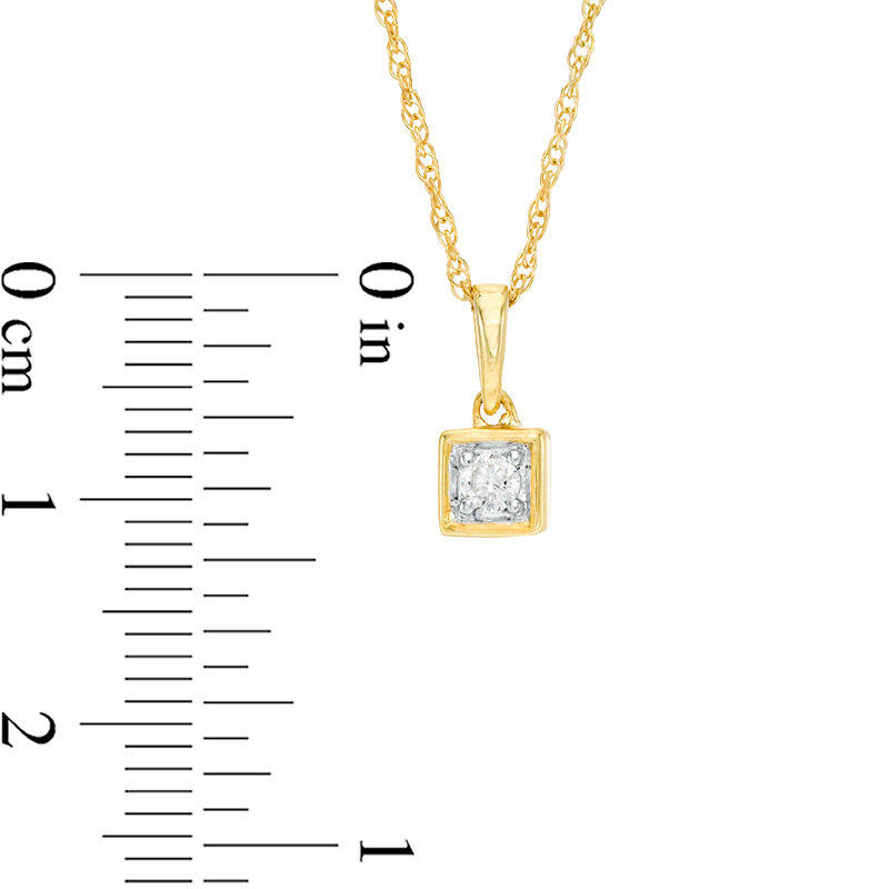 0.23 CT. T.W. Diamond Solitaire Square Pendant and Stud Earrings Set in 10K Gold