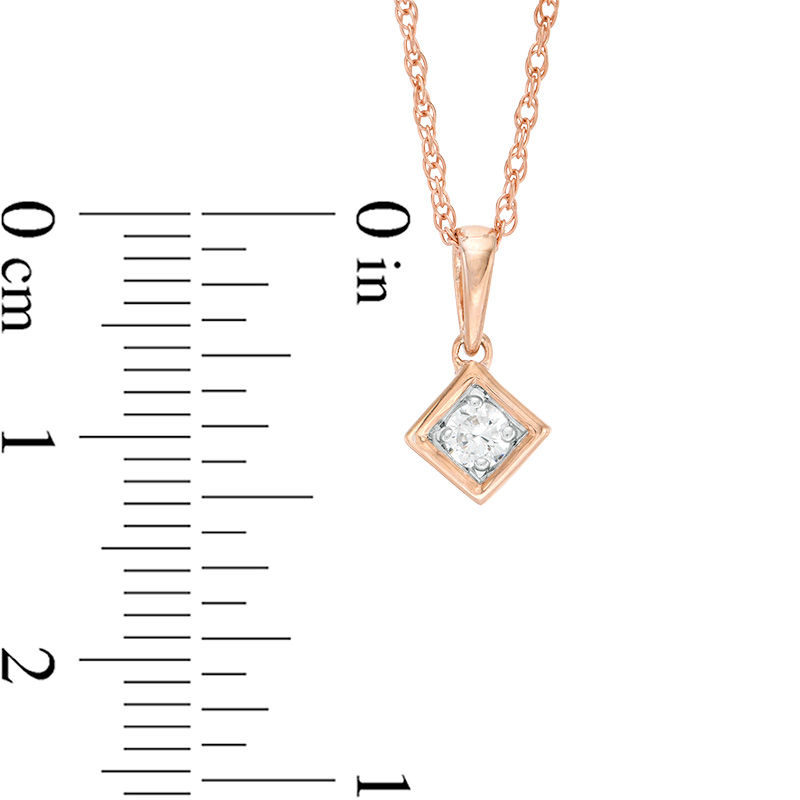 0.23 CT. T.W. Diamond Solitaire Tilted Square Pendant and Stud Earrings Set in 10K Rose Gold