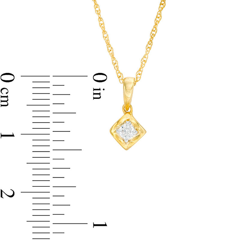 0.23 CT. T.W. Diamond Solitaire Tilted Twist Square Pendant and Stud Earrings Set in 10K Gold