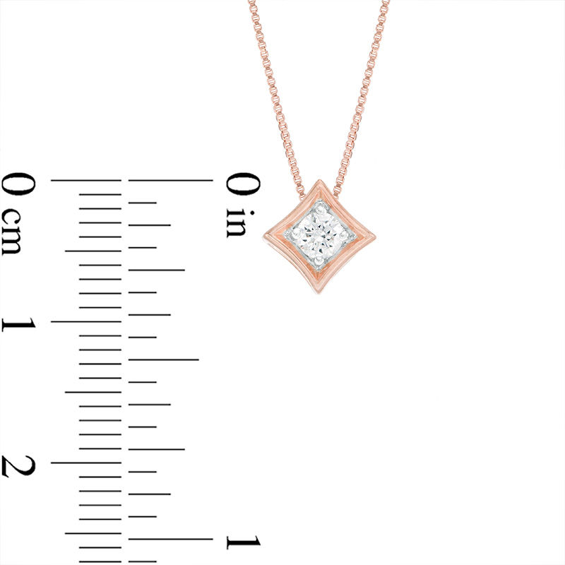 0.45 CT. T.W. Diamond Solitaire Concave Square Pendant and Stud Earrings Set in 10K Rose Gold