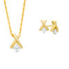 Thumbnail Image 0 of 0.23 CT. T.W. Diamond Solitaire "X" Pendant and Stud Earrings Set in 10K Gold