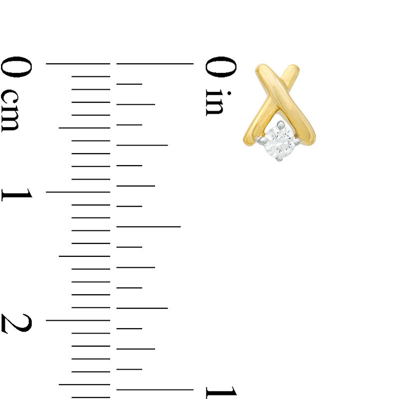 Main Image 2 of 0.23 CT. T.W. Diamond Solitaire "X" Pendant and Stud Earrings Set in 10K Gold