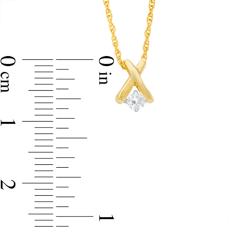 0.23 CT. T.W. Diamond Solitaire "X" Pendant and Stud Earrings Set in 10K Gold
