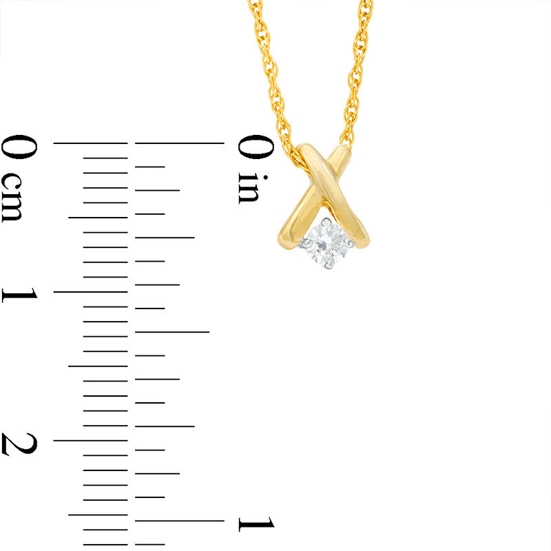 Main Image 3 of 0.23 CT. T.W. Diamond Solitaire "X" Pendant and Stud Earrings Set in 10K Gold